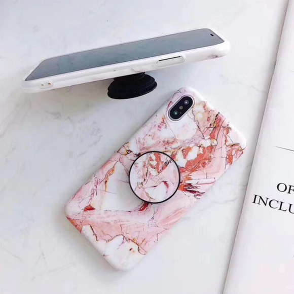 NEW iPhone 13/12/11/Pro/Max/XR/ Red Marble W/ Holder iphone case - Picture 6 of 6